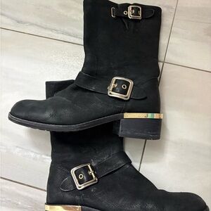 Vince Camuto Leather Boots with Buckle Accents 8.5